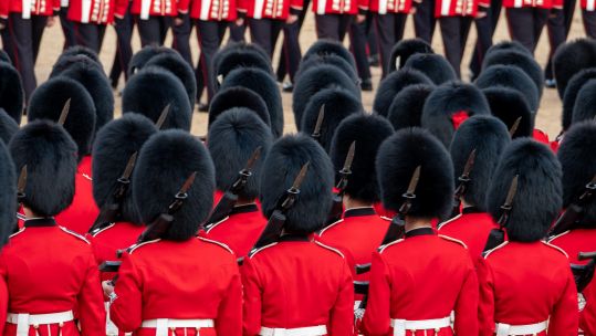 Semi-anonymous British Army guardsmen during Trooping the Colour