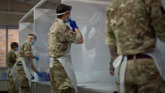 Cover image: Personnel deployed on coronavirus duties in Medway, last month (Picture: MOD).