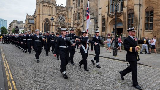 Servicemen and women marched through Bristol as HMS Prince of Wales celebrated Freedom of the City 10062023 CREDIT Royal Navy.jpg