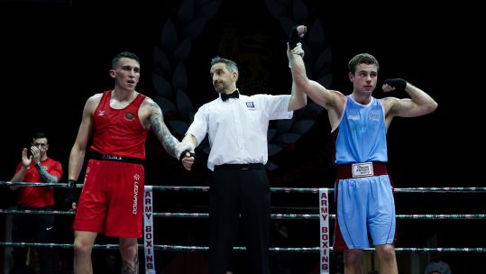 Sgt Cam Lewis wins for RAF at Inter Services boxing 2024 Credit Alligin Photography Date 20032024.jpg 