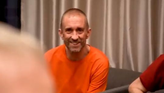 British Army veteran Shaun Pinner smiling after his release