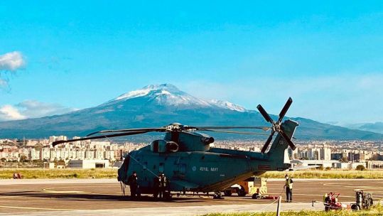 Cover Image: Royal Navy Merlin helicopter at Sigonella air base in Sicily (Picture: Royal Navy).