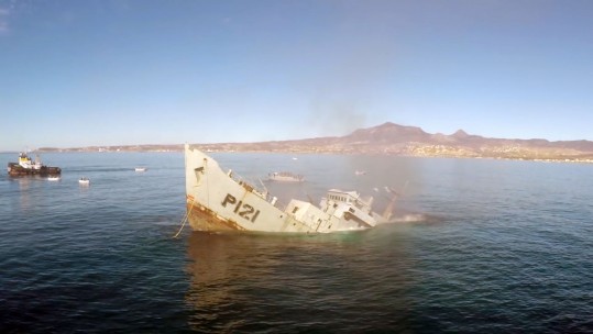 Cameras Capture Warship Sinking