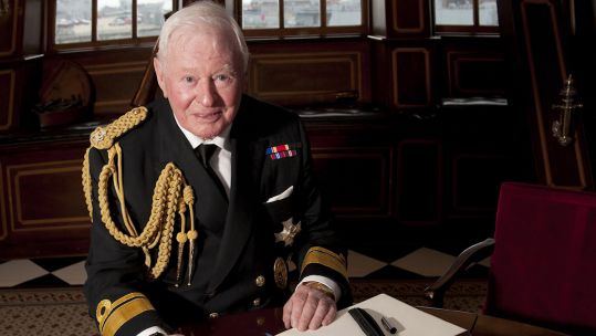 Sir Donald Gosling on HMS Victory in 2012