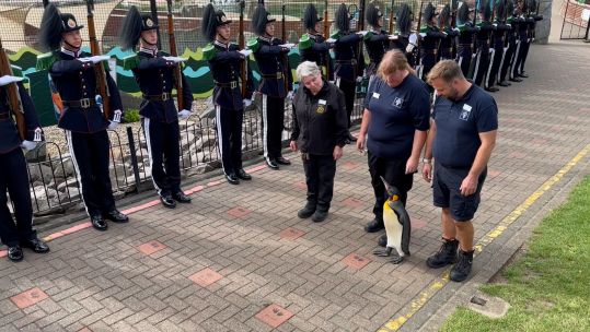 Sir Nils Olav the penguin was promoted his new rank of Major General.