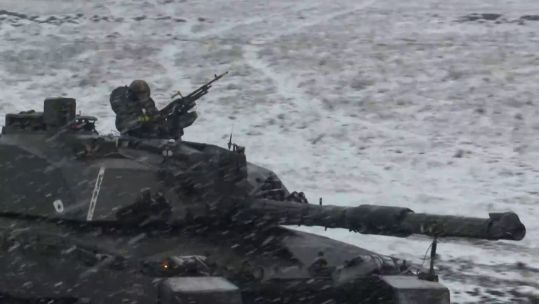 Snow patrol Challenger 2 Royal Tank Regiment Sennelager Germany 130323 CREDIT BFBS