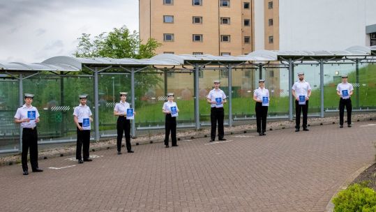 Social distancing at passing out parade HM Naval Base Clyde 210520 CREDIT Royal Navy.jpg 