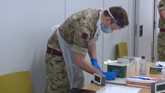 Soldier Asymptomatic coronavirus test centre Scotland 04032021 CREDIT BFBS