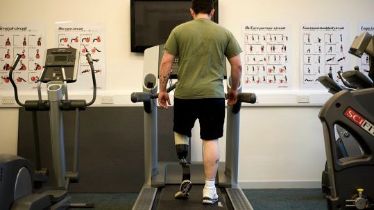 Soldier with a prosthetic leg is pictured at the Personnel Recovery Centre in Edinburgh CREDIT MOD.jpg 