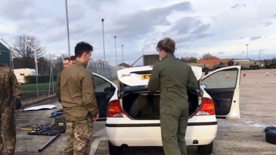 Royal Electrical and Mechanical Engineers 16 Air Assault Brigade Exercise Pegasus Bluebell White Ford Escort Boot Screengrab from Forces Radio BFBS Colchester video