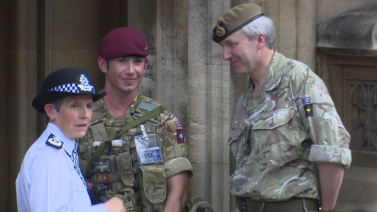 Met Police Chief Cressida Dick meets soldiers guarding Parliament