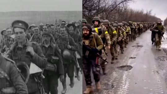 Somme anniversary Ukraine parallels spilt screen 300626 CREDIT BFBS