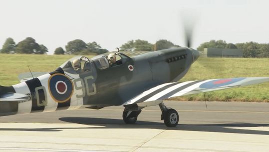 A Spitfire on show at Biggin Hill airfield.