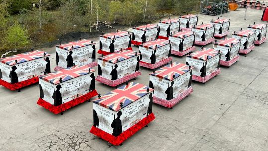 Standing with Giants stillages ready for the journey to the British Normandy Memorial for DDay80 04042024 CREDIT British Normandy Memorial