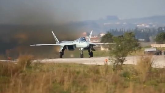 An SU-57 jet similar to then one involved in the crash (Picture: Russian MOD).