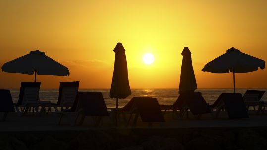Sunset on a beach near Paphos in Cyprus 170720 CREDIT PA