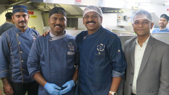 Suresh Pillai cooked for the 200 crew members onboard HMS Lancaster during their visit to India (Picture: Royal Navy). 