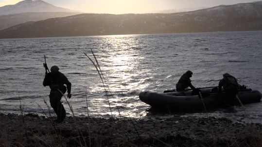 Surveillance and Reconnaissance Squadron SRS Royal Marines Norway Training boat 130323 CREDIT BFBS