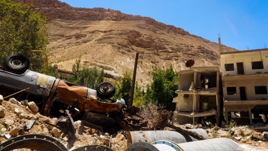 Ruins in the town of Ain al-Fijah, northwest of Damascus