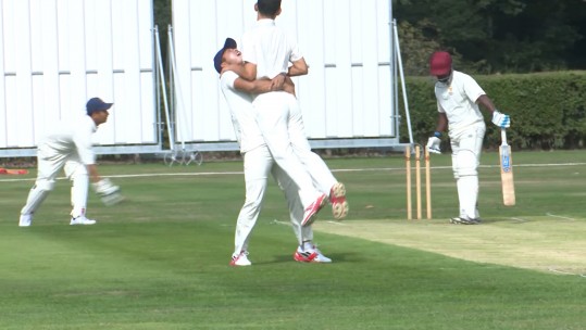 Cricketers celebrate a wicket (Image: Forces News)