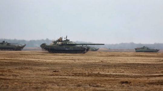 Tanks from Russia and Belarus on exercise Allied Resolve 2022