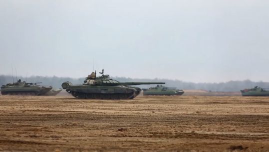 Tanks from Russia and Belarus on exercise Allied Resolve 2022