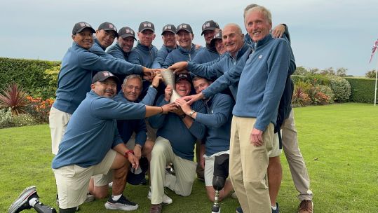 Team GB celebrate at Royal St George's after winning the Simpson Cup in 2025