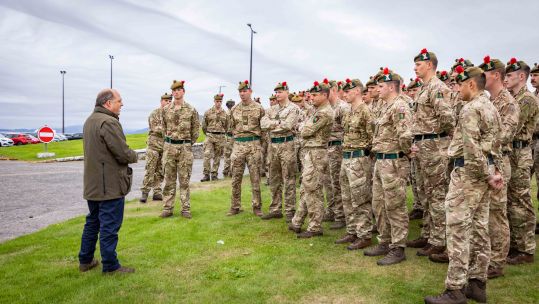 The 3rd Battalion The Royal Regiment of Scotland (3 SCOTS) leaving their base to deploy as a high readiness reserve for Operation Pitting, the UK's evacuation mission in Afghanistan