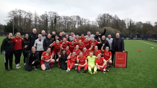 The Army women celebrate after beating the Navy 2-0 in the IS Football Championships