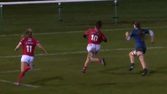 The Army women rugby union side run in one of their four tries to beat Brunel University.