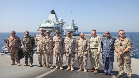 HMS Queen Elizabeth welcomed the Dragon Group during the Carrier Strike Group deployment (Picture: MOD).