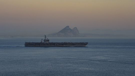 The Dwight D. Eisenhower Carrier Strike Group transits the Strait of Gibraltar 281023 CREDIT US FLEET FORCES.jpg 