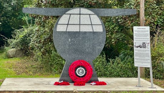 The new Horsa Bridge memorial was unveiled by members of the Veterans Charity and relatives of the servicemen who fought during Operation Coup de Main (Picture: The Veterans Charity)