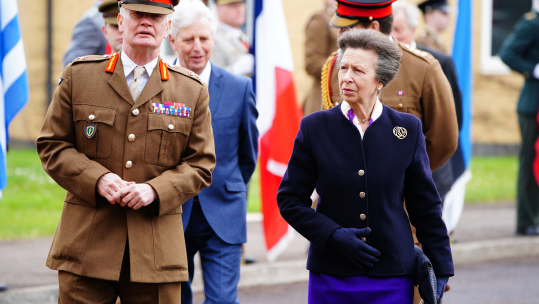 Anne was visiting Imjin Barracks in Gloucestershire to unveil an accommodation block dedicated to Colonel James Carne (Picture: PA)