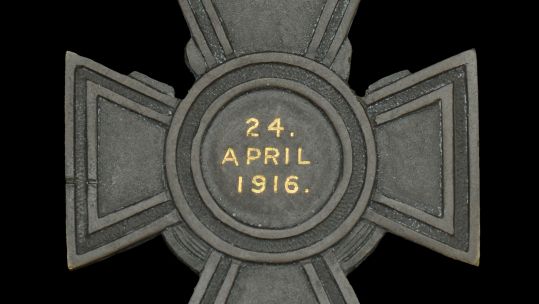 The Victoria Cross was awarded posthumously to Lt Commander Crowley and marks the date of his death