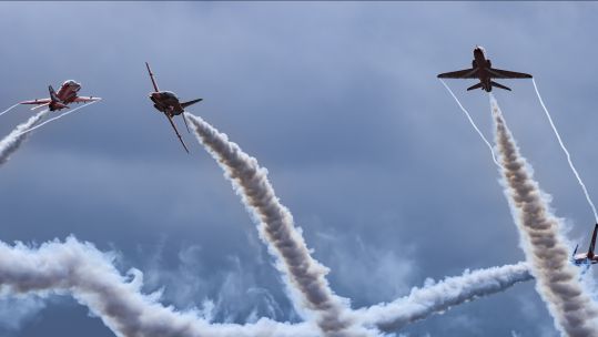 The back four of the Red Arrows (6-9) also known as Hanna perform their first 4-ship practice during pre-season 2024 060224 CREDIT MOD