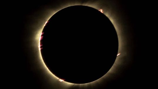 The corona, the outer atmosphere of the sun that is not usually observable taken by a A400M from BFSAI during total solar eclipse in Southern Hemisphere 141220 CREDIT RAF 