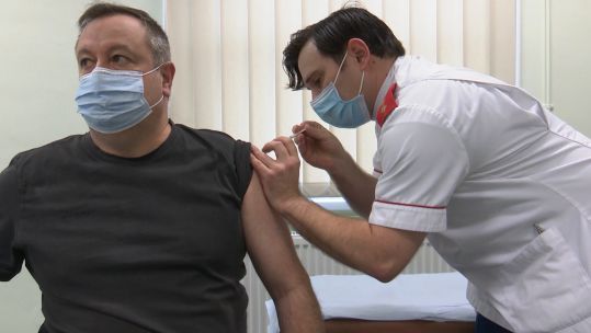 The coronavirus vaccine is administered at Sennelager Medical Centre.