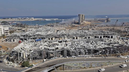 The devastation left behind following an explosion at the port in Beirut (Picture: PA).