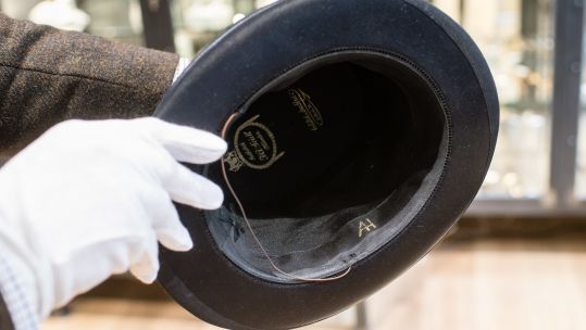 The initials AH can be seen in a personal folding cylinder by Adolf Hitler in the auction house Hermann Historica 201119 CREDIT Matthias Balk DPA PA Images.jpg