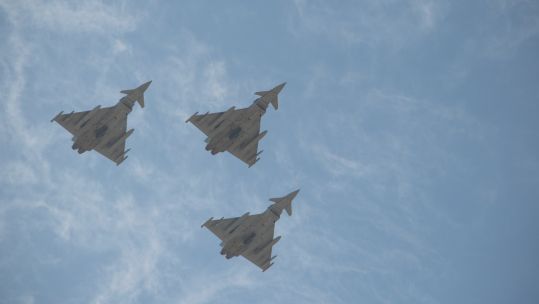 The joint RAF-Qatari 12 Squadron joined the flypast for Qatar National Day (Picture: MOD).