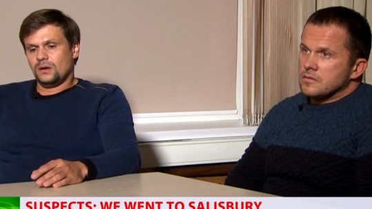 The men claiming to be the Salisbury suspects speaking to RT (Picture: RT).