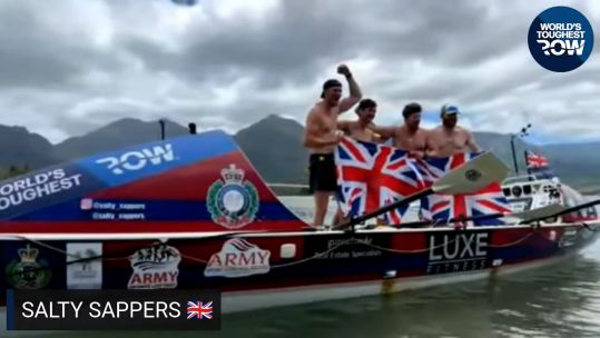 The moment British Army engineers the Salty Sappers won the Talisker Whiskey Atlantic Challenge, also known as the World's Toughest Row 170724 CREDIT Worlds Toughest Row