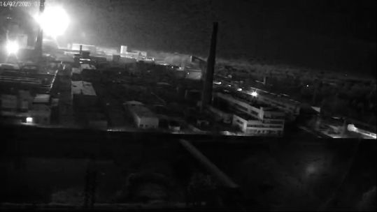 The moment a Russian drone hits the protective shell around the Chernobyl nuclear power plant 140225 CREDIT President Zelensky X.