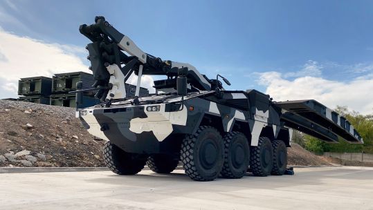 The new Boxer bridging vehicle, which was on display at DSEI 21 
