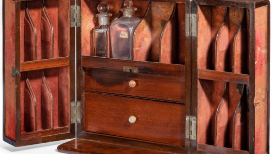The opened cabinet used on Lord Nelson with its medical contents antique up for sale 18012021 CREDIT ROYAL NAVY
