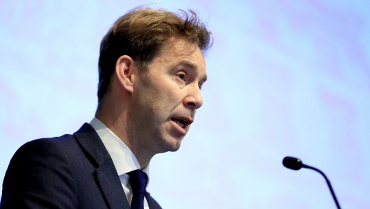 Tobias Ellwood speaking at Veterans' Mental Health Conference at King's College in London in 2019 (Picture: PA).