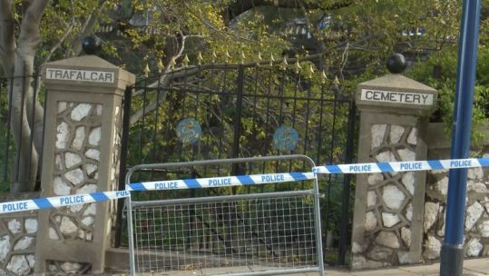 Trafalgar Cemetery in Gibraltar during Simon Parkes investigation