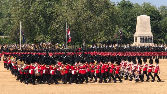 Troops participate in the Colonel's Review at Horse Guards Parade