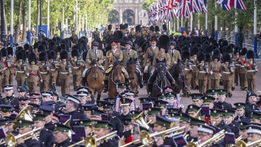 Military personnel rehearse for the Platinum Jubilee celebrations